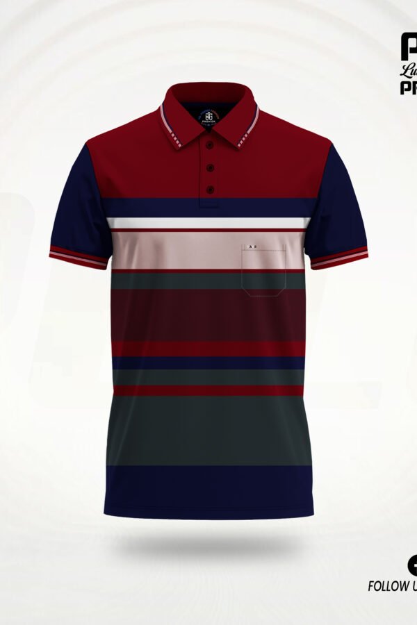 Stripe Polo T-Shirt-2